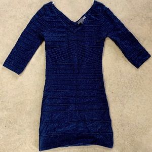BLUE GLITTER MINI DRESS